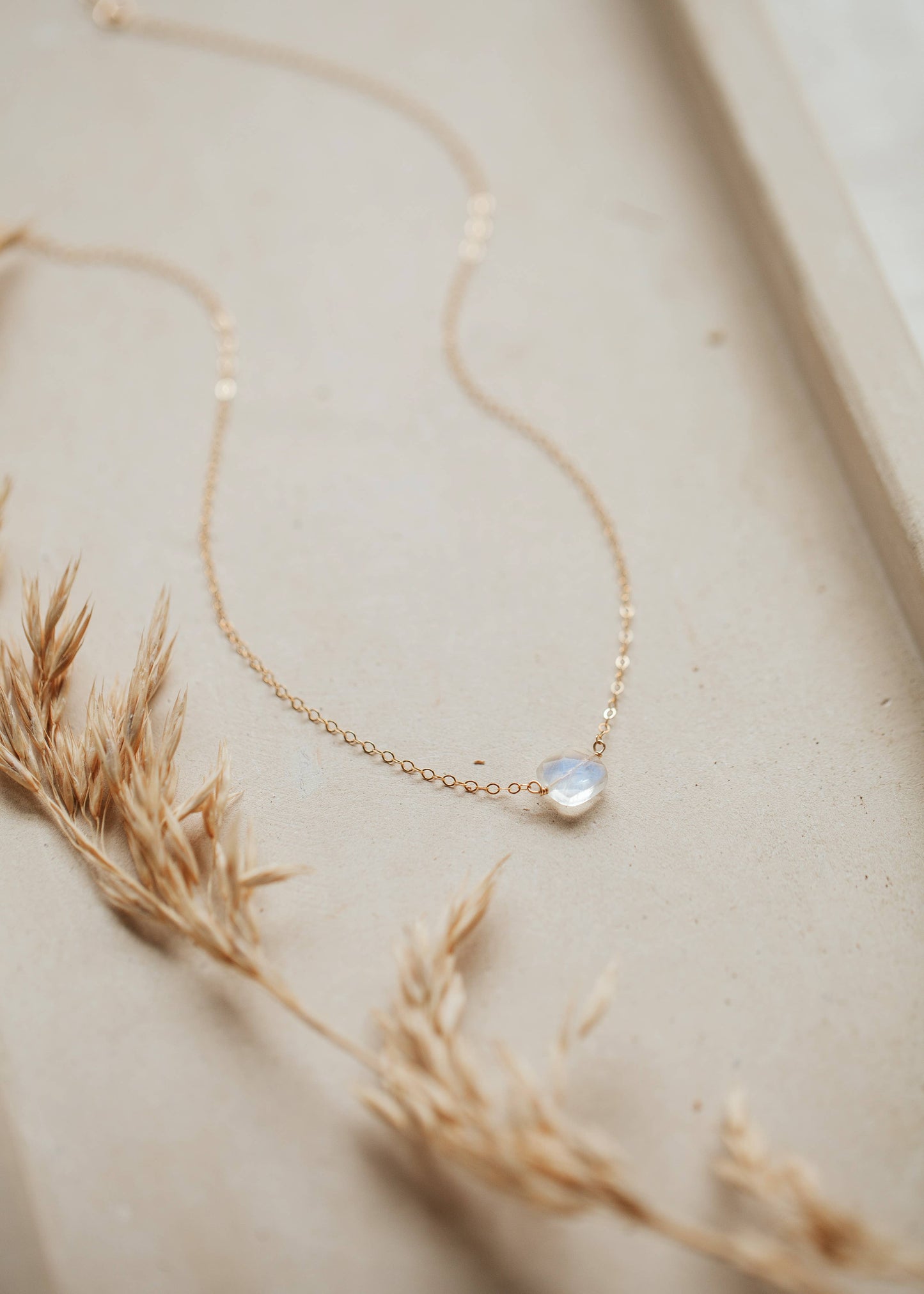 Hello Adorn - Moonstone Cushion Necklace: Sterling Silver