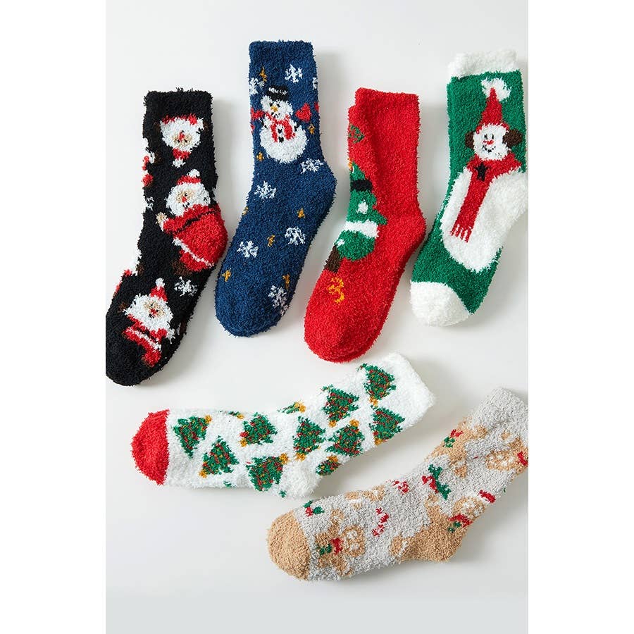 Plush Cozy Christmas Theme Socks