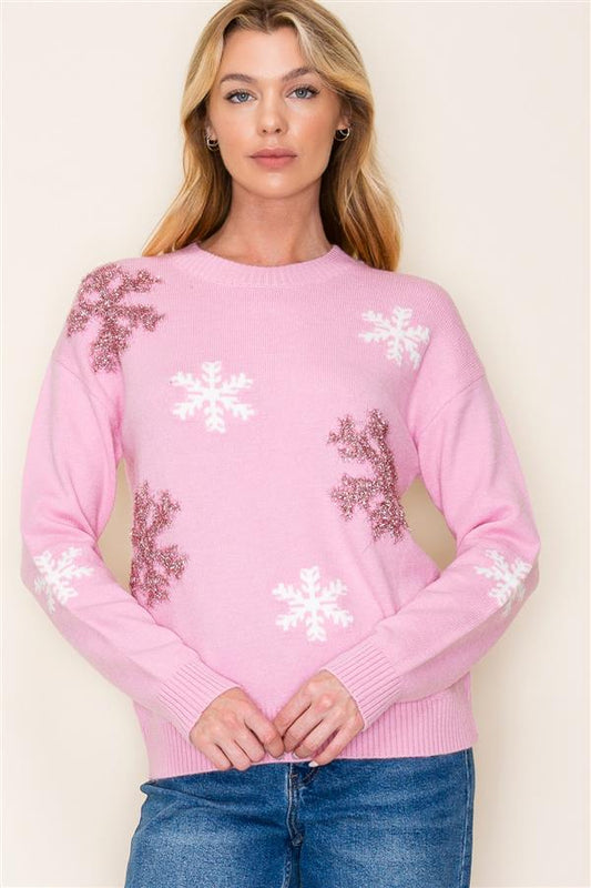 I Wish All Snowflakes Were Pink Pullover Sweater