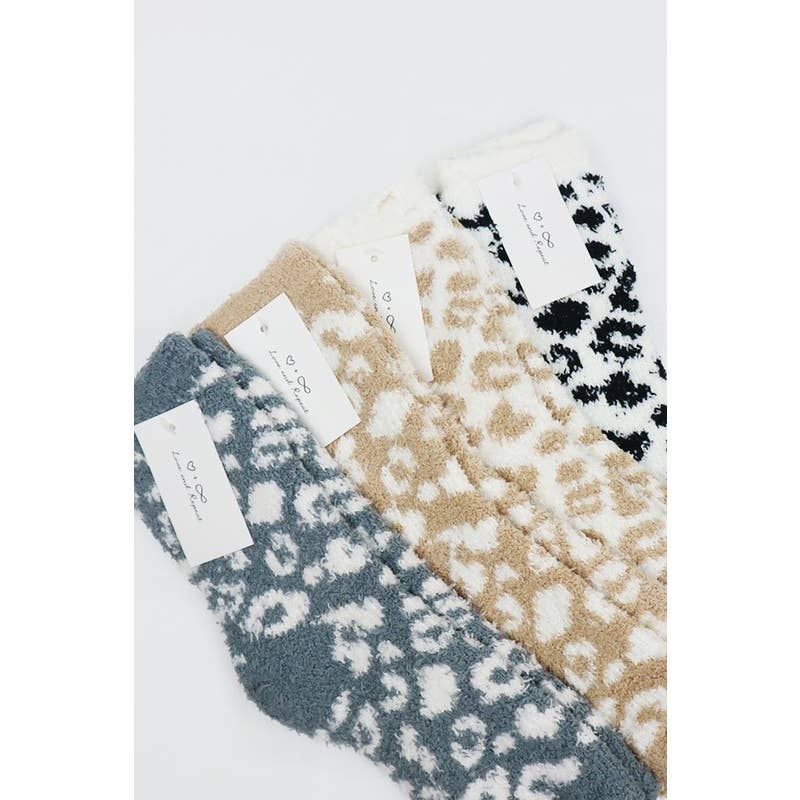 Leopard Pattern Fuzzy Plush Socks