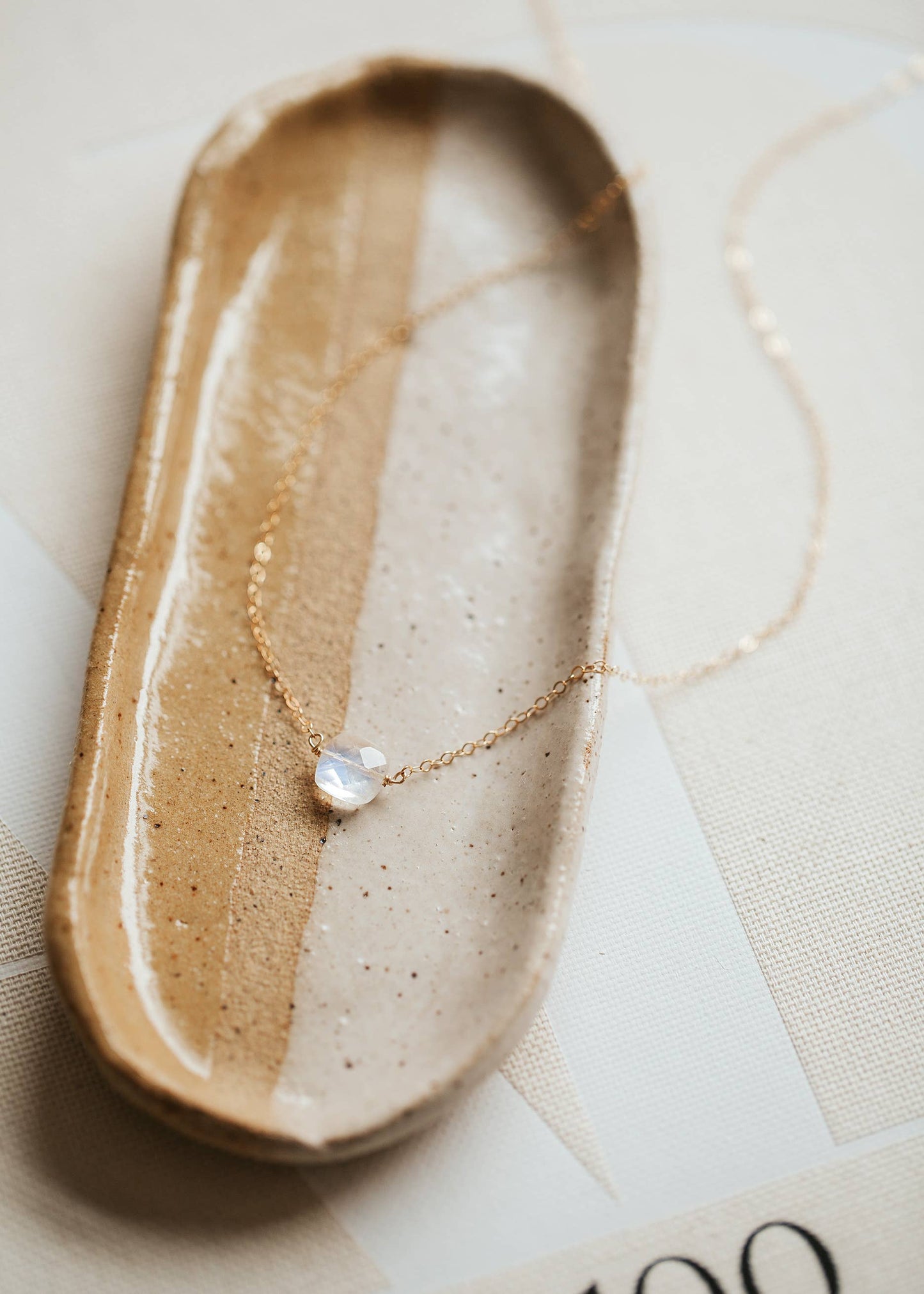 Hello Adorn - Moonstone Cushion Necklace: Sterling Silver