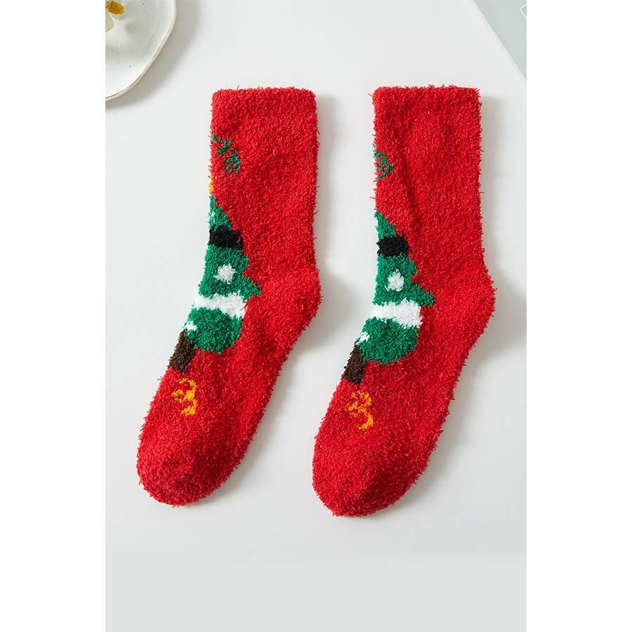 Plush Cozy Christmas Theme Socks