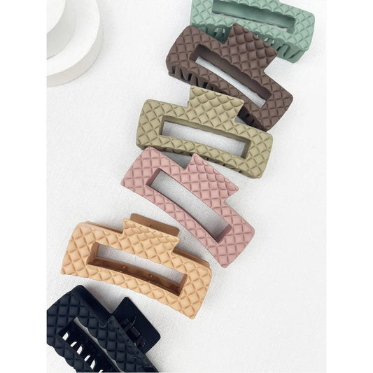 Matte Embossed Cut Out Rectangle Hair Clips