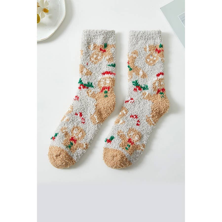 Plush Cozy Christmas Theme Socks