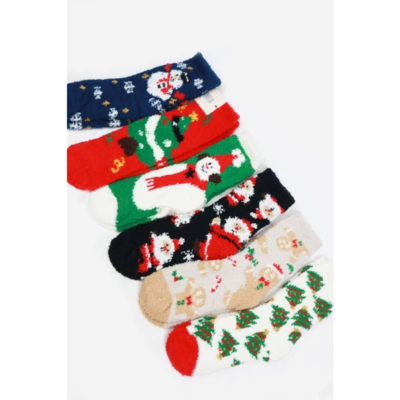 Plush Cozy Christmas Theme Socks