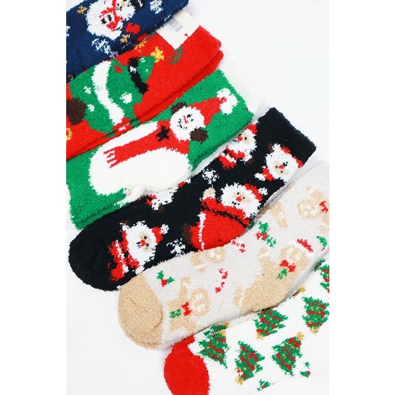 Plush Cozy Christmas Theme Socks