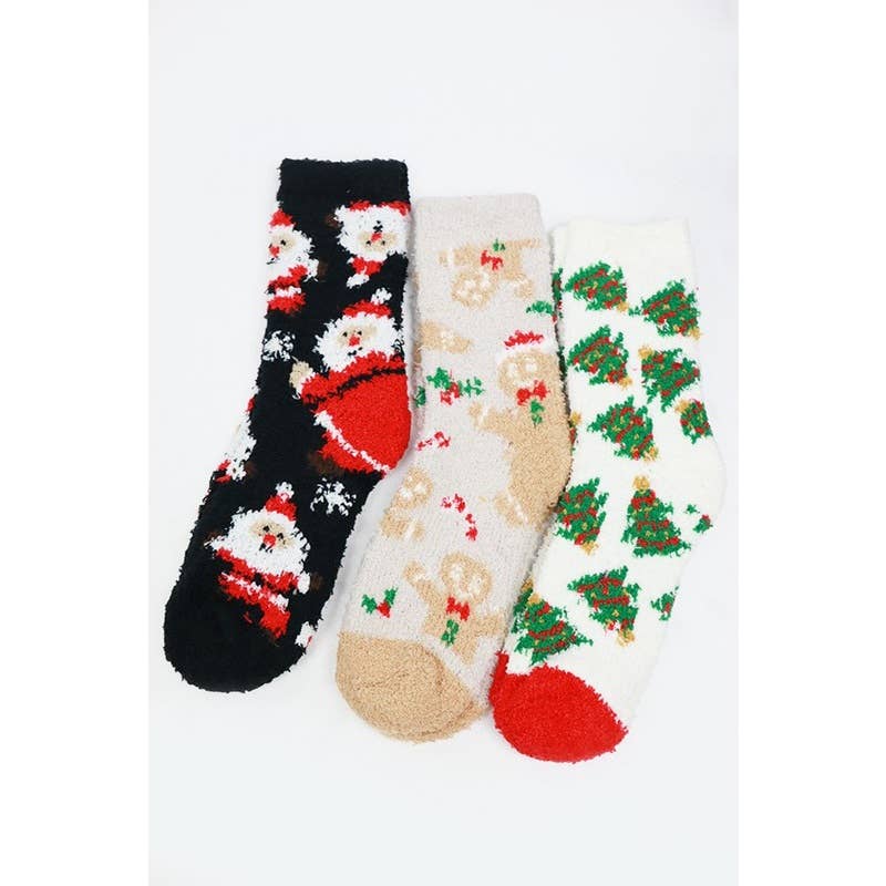 Plush Cozy Christmas Theme Socks