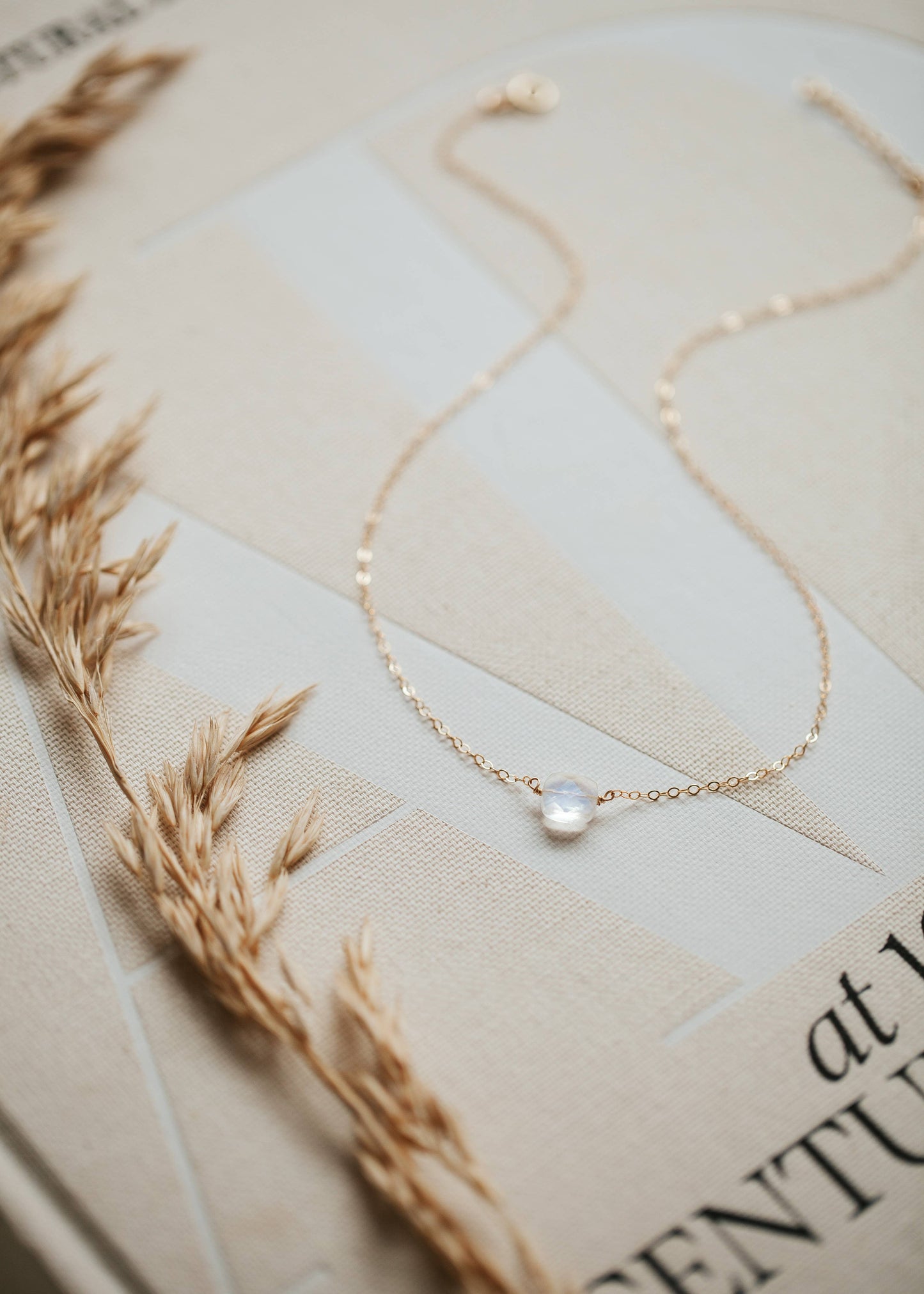 Hello Adorn - Moonstone Cushion Necklace: Sterling Silver